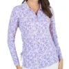 IBKUL Women&apos;s Abstract Skin Print Adjustable Length Long Sleeve 1/4-Zip Polo
