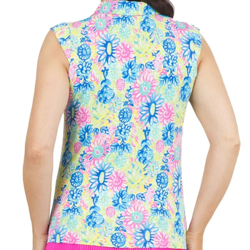 IBKUL Women's Lilli Print Sleeveless 1/4-Zip Polo 2 IBKUL Women's Lilli Print Sleeveless 1/4-Zip Polo - Image 2