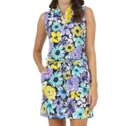 IBKUL Women's Sleeveless Drawstring Dress - Medeline Print