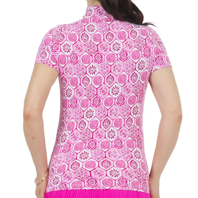 IBKUL Women's Terra Print Short Sleeve Mock Neck Top 2 IBKUL Women's Terra Print Short Sleeve Mock Neck Top - Image 2