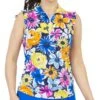 IBKUL Women&apos;s Medeline Print Ruffle Sleeveless Polo