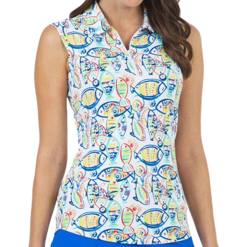 IBKUL Women's Sleeveless Polo - Izzy Print 1 IBKUL Women's Sleeveless Polo - Izzy Print
