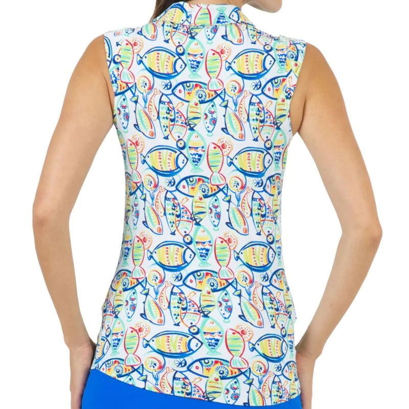 IBKUL Women's Sleeveless Polo - Izzy Print 2 IBKUL Women's Sleeveless Polo - Izzy Print - Image 2